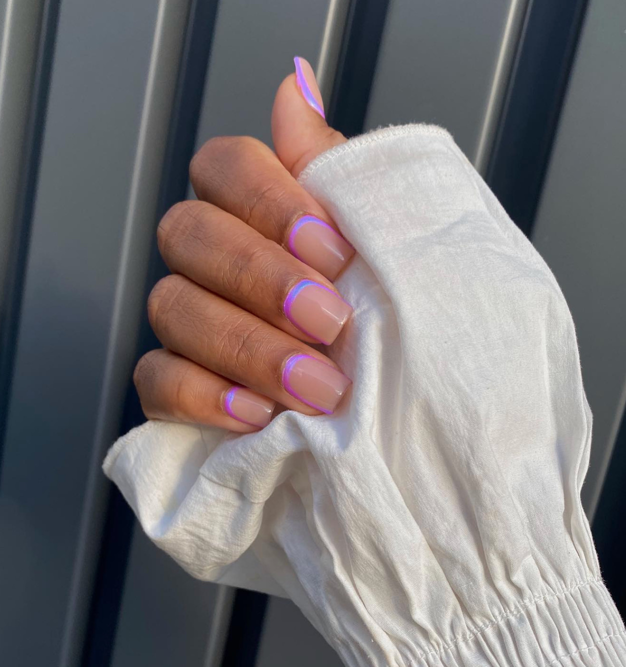 Iridescent Purple & Pink Micro French Iridescent Purple & Pink Micro French — Colored Micro French Nails 2027