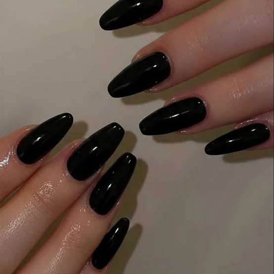 Glossy Black Coffin Nails Glossy Black Coffin Nails — Nails 2027 for Black Dress