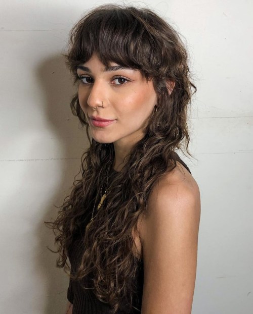 Curly Dark Brown Wolf Cut — Long Wolf Cut 2027