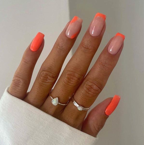 Opaque Neon Orange French Tips Opaque Neon Orange French Tips — Neon Acrylic Nails 2027