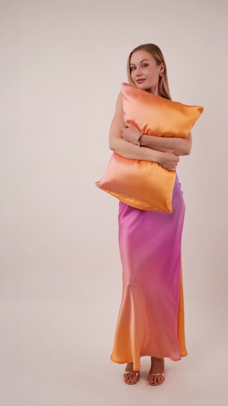 Vibrant Gradient Silk Charmeuse Slip Dress for Evening Parties — Silk Dresses 2027