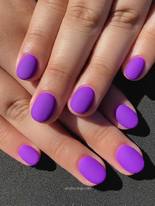 Vibrant Matte Purple Short Ovals Vibrant Matte Purple Short Ovals — Neon Matte Nails 2027
