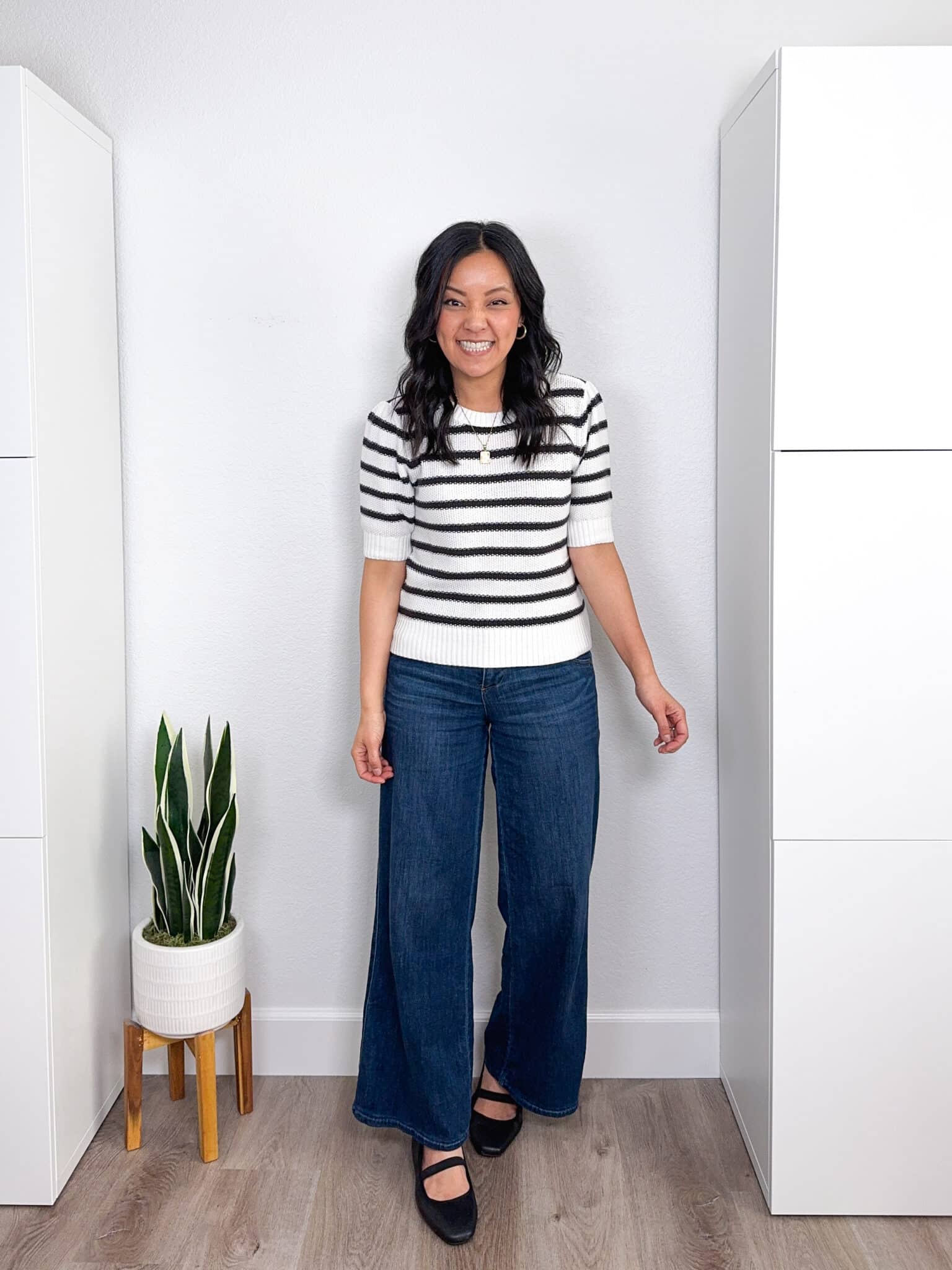 Striped Sweater and Wide-Leg Jeans: Casual Comfort Striped Sweater and Wide-Leg Jeans: Casual Comfort — Spring Outfit Trends 2027
