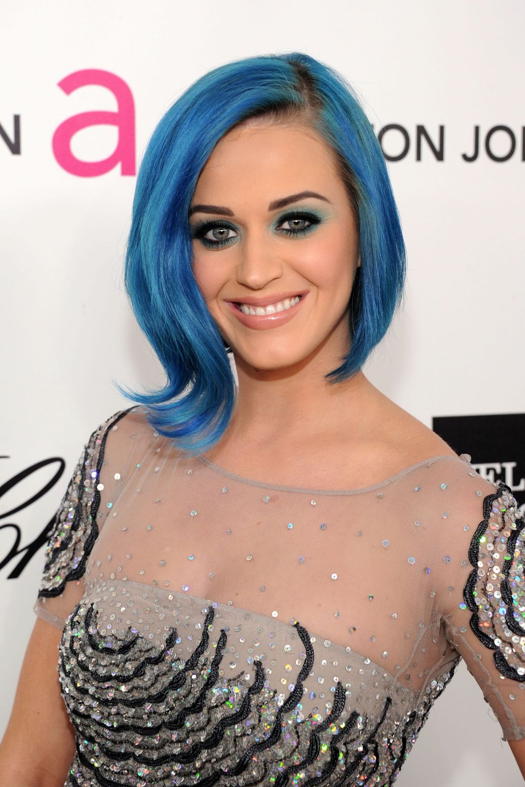 Chin Bob With Side Swept Bangs in Bright Blue Chin Bob With Side Swept Bangs in Bright Blue — Sky Blue Hair 2027