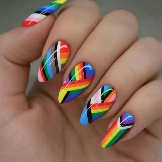 Pride Flag Motifs On All Nails Visual Idea Pride Flag Motifs On All Nails Visual Idea — Different Color Each Nail 2027