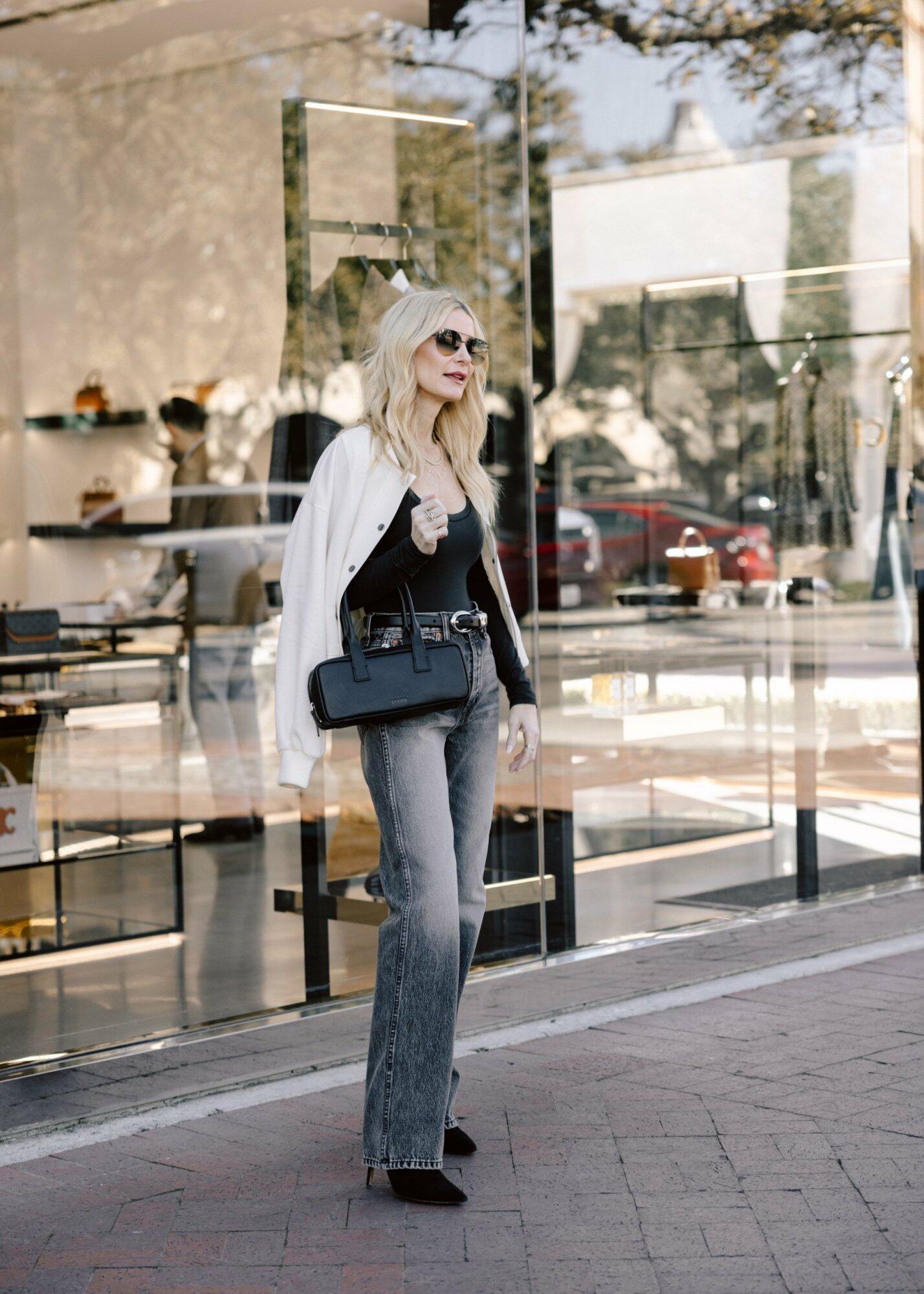 Smart Casual Layering: Bodysuit, Blazer, and Wide-Leg Jeans — Dallas Outfits 2027
