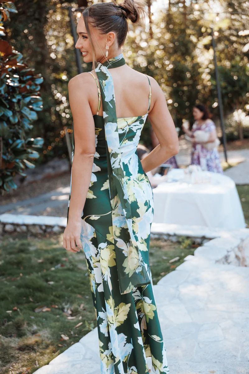 Bold Green Floral Maxi with Back Detail Bold Green Floral Maxi with Back Detail — Wedding Guest Outfits Barn 2027