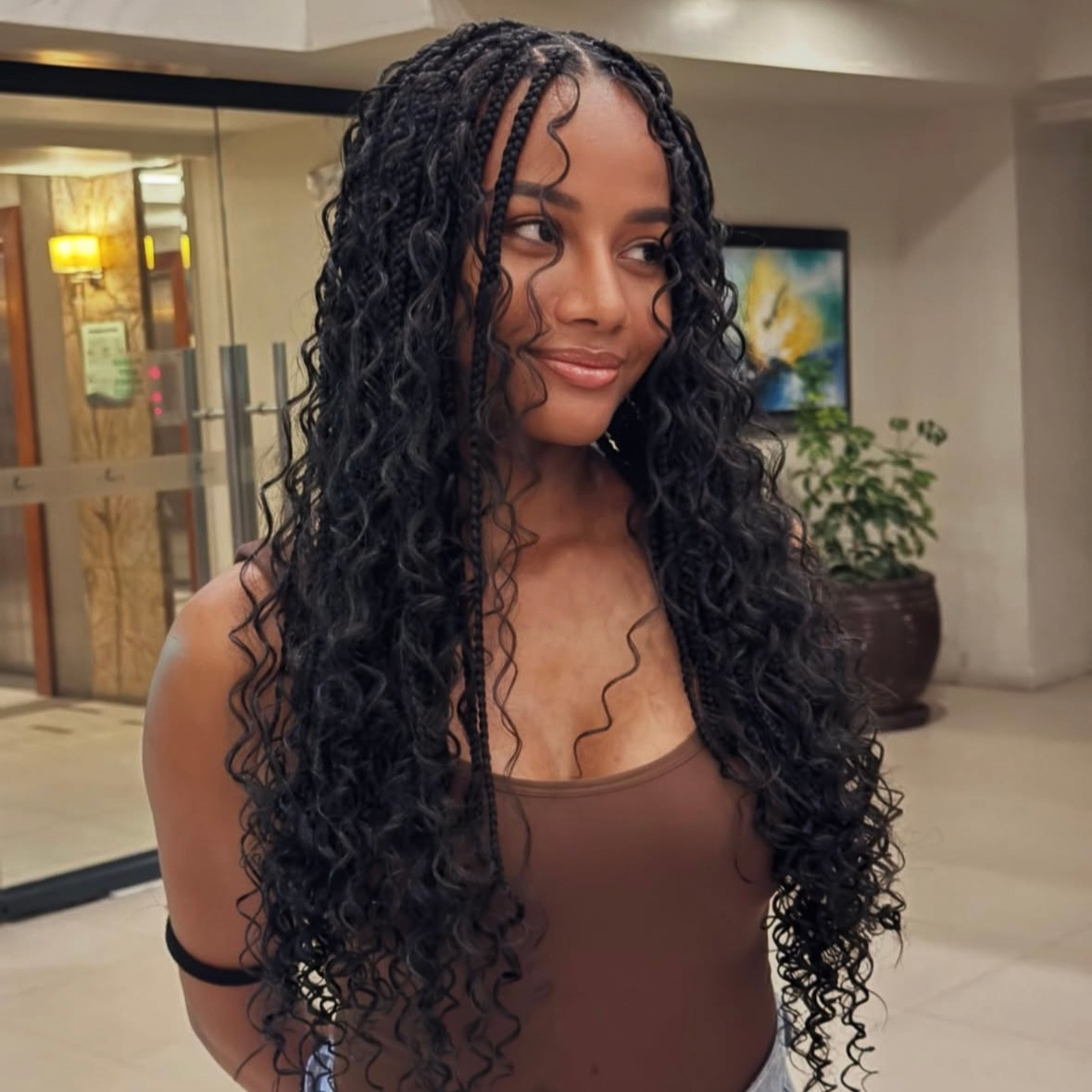 Front View Visual Idea Front View Visual Idea — Braids 2027 with Curly Ends
