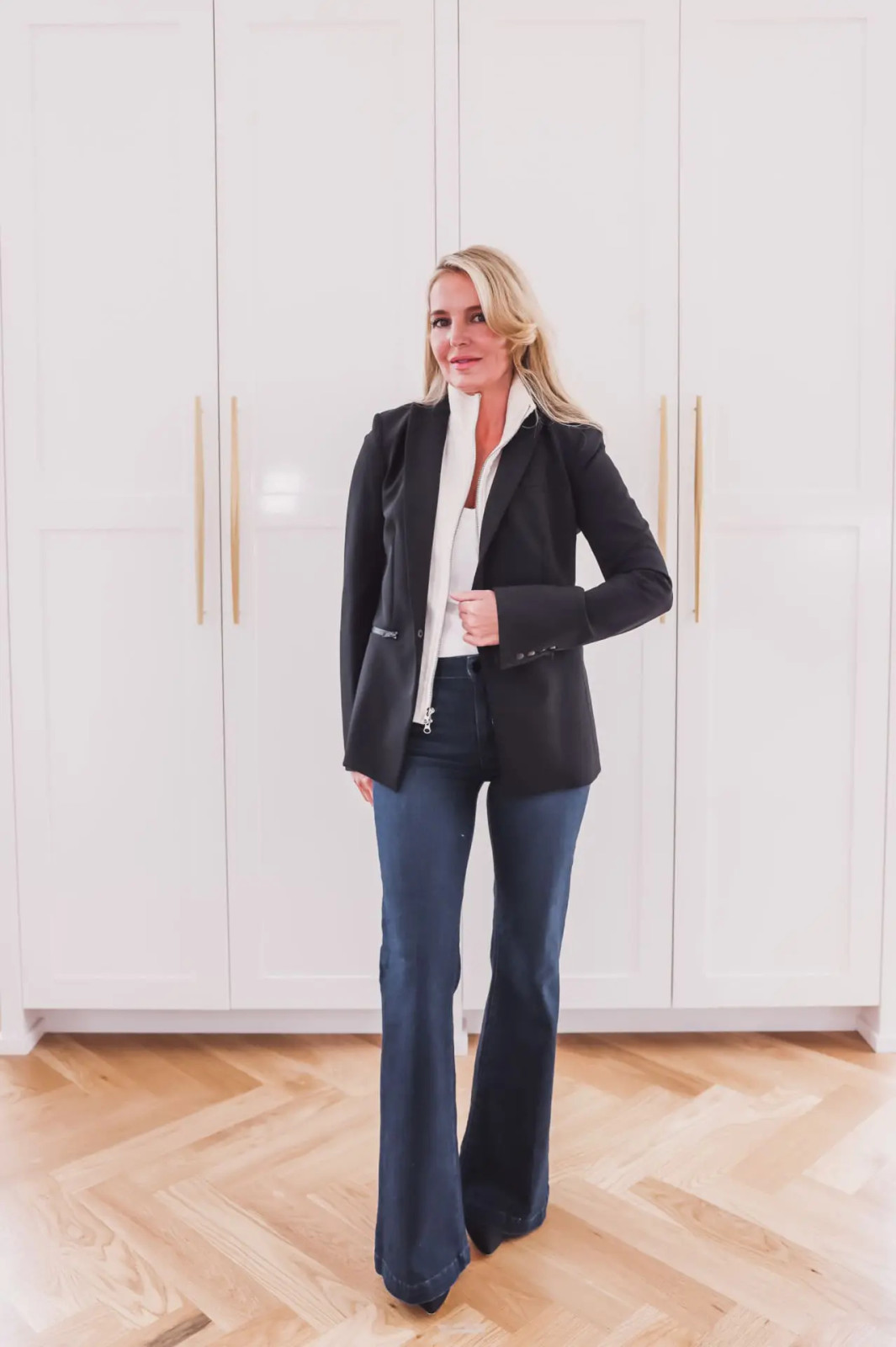 Dark Wash Bootcut Jeans with a Classic Black Blazer — Work Bootcut Jeans Outfits 2027