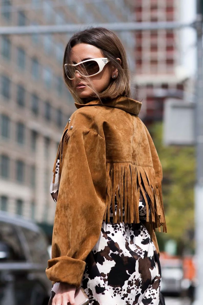Effortless Chic: Brown Suede Fringe Jacket with Midi Dress Effortless Chic: Brown Suede Fringe Jacket with Midi Dress — Fringe Jacket Outfits 2027