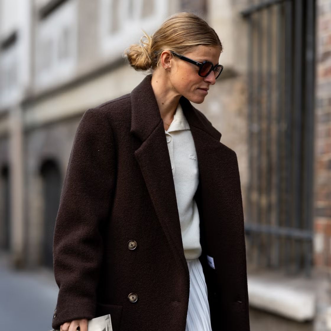 Dark Brown Wool Coat with Collared Knit Top and Leather Boots Dark Brown Wool Coat with Collared Knit Top and Leather Boots — Brown Coat Outfits 2027