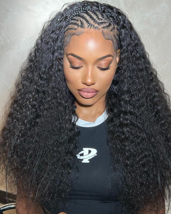 Air-Dried Curls With Zig-Zag Cornrows Air-Dried Curls With Zig-Zag Cornrows — Curly Hairstyles 2027 with Weave