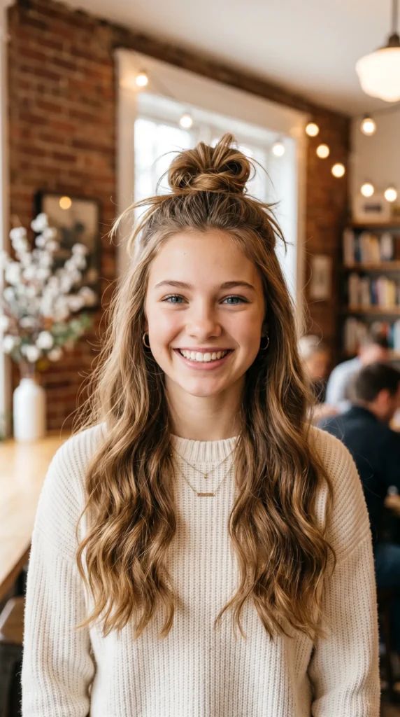 Half-Up Half-Down With Top Knot — Haircuts 2027 for Teenage Girls