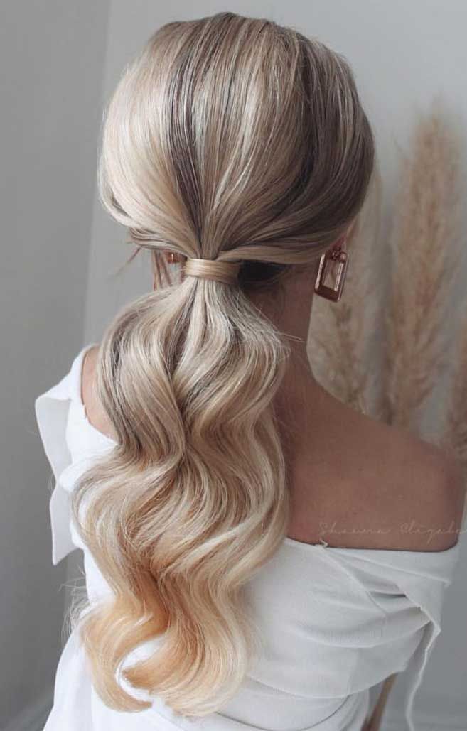 Low Ponytail With Voluminous Balayage Waves — Bridesmaid Ponytail Hairstyles 2027