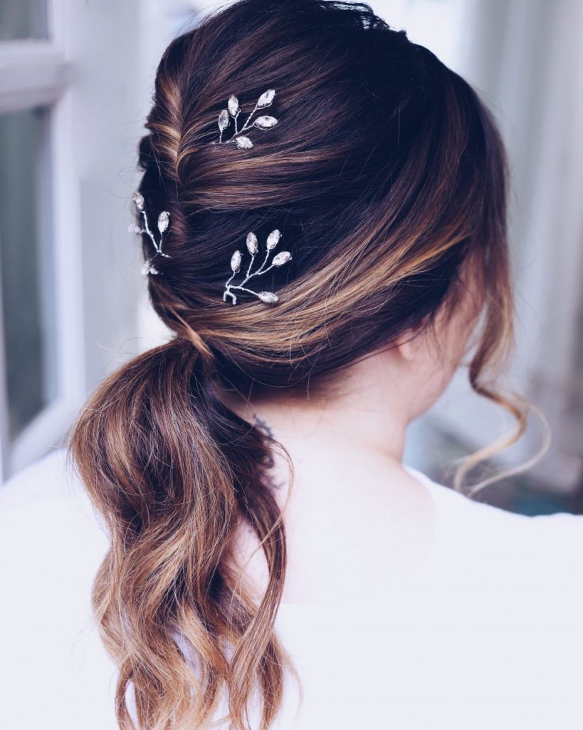 Dark Brown Side Ponytail With Twisted Details — Bridesmaid Ponytail Hairstyles 2027