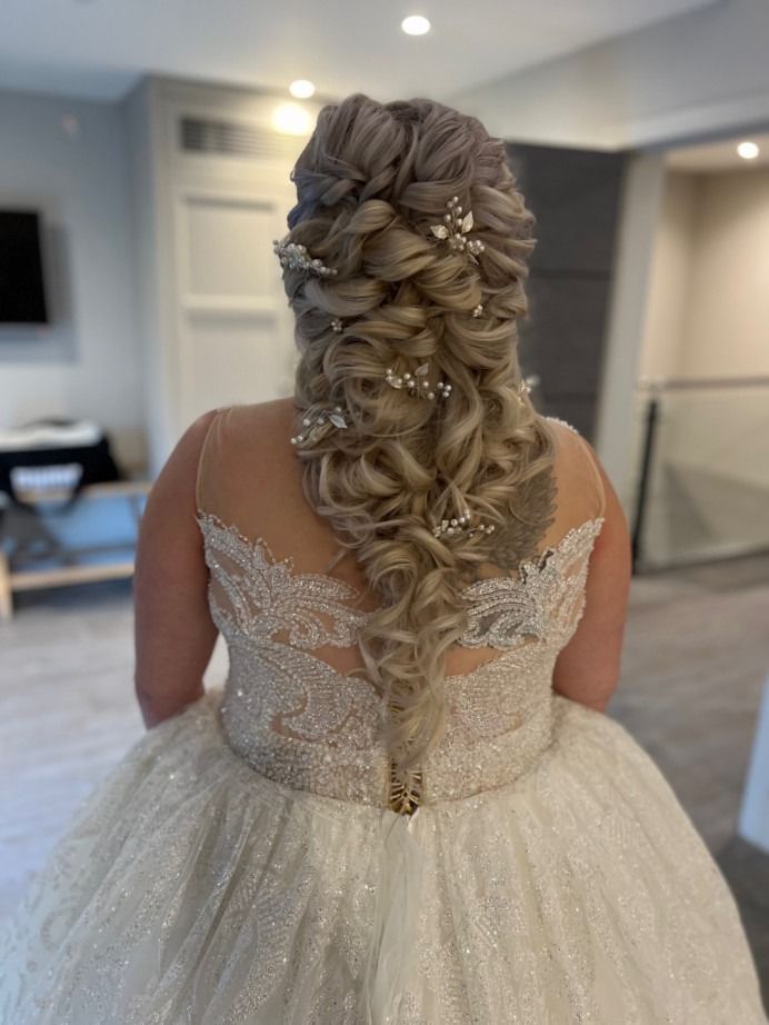 Ash Blonde Updo With Cascading Curls Ash Blonde Updo With Cascading Curls — Bridal Hair Down 2027