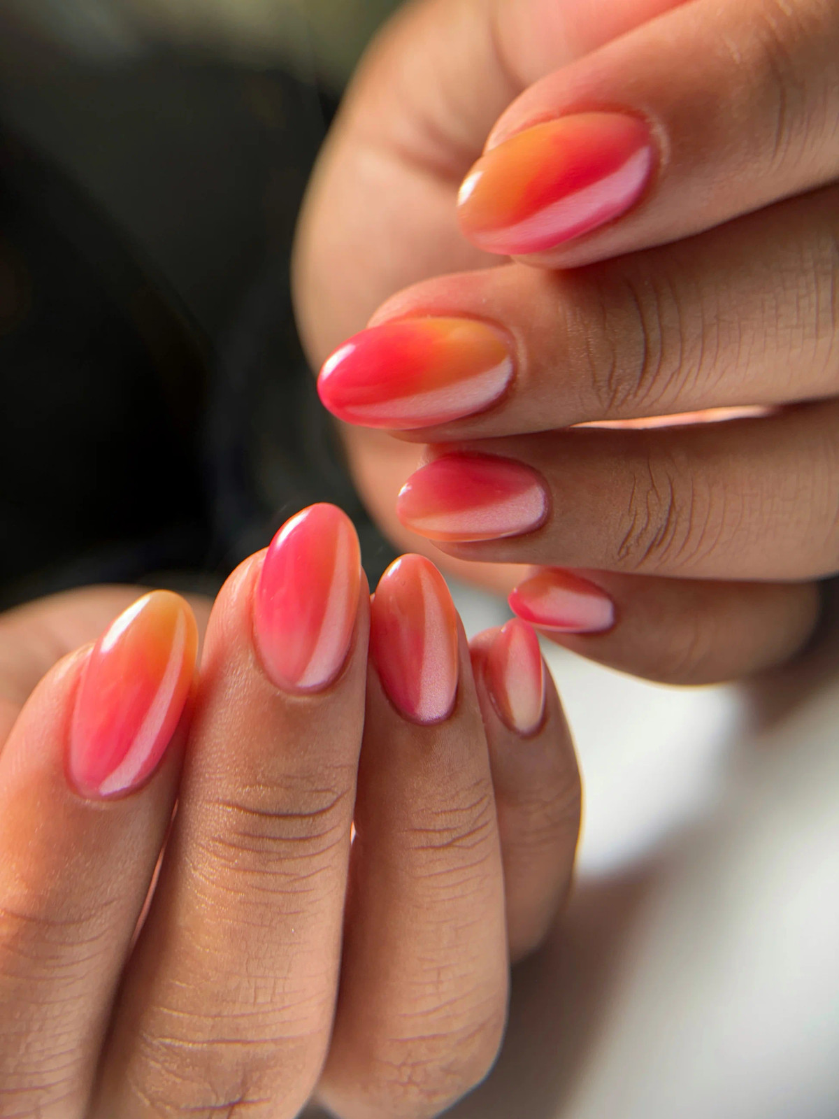 Chrome Pink Orange Yellow Gradient Chrome Pink Orange Yellow Gradient — Pink and Orange Sunset Nails 2027