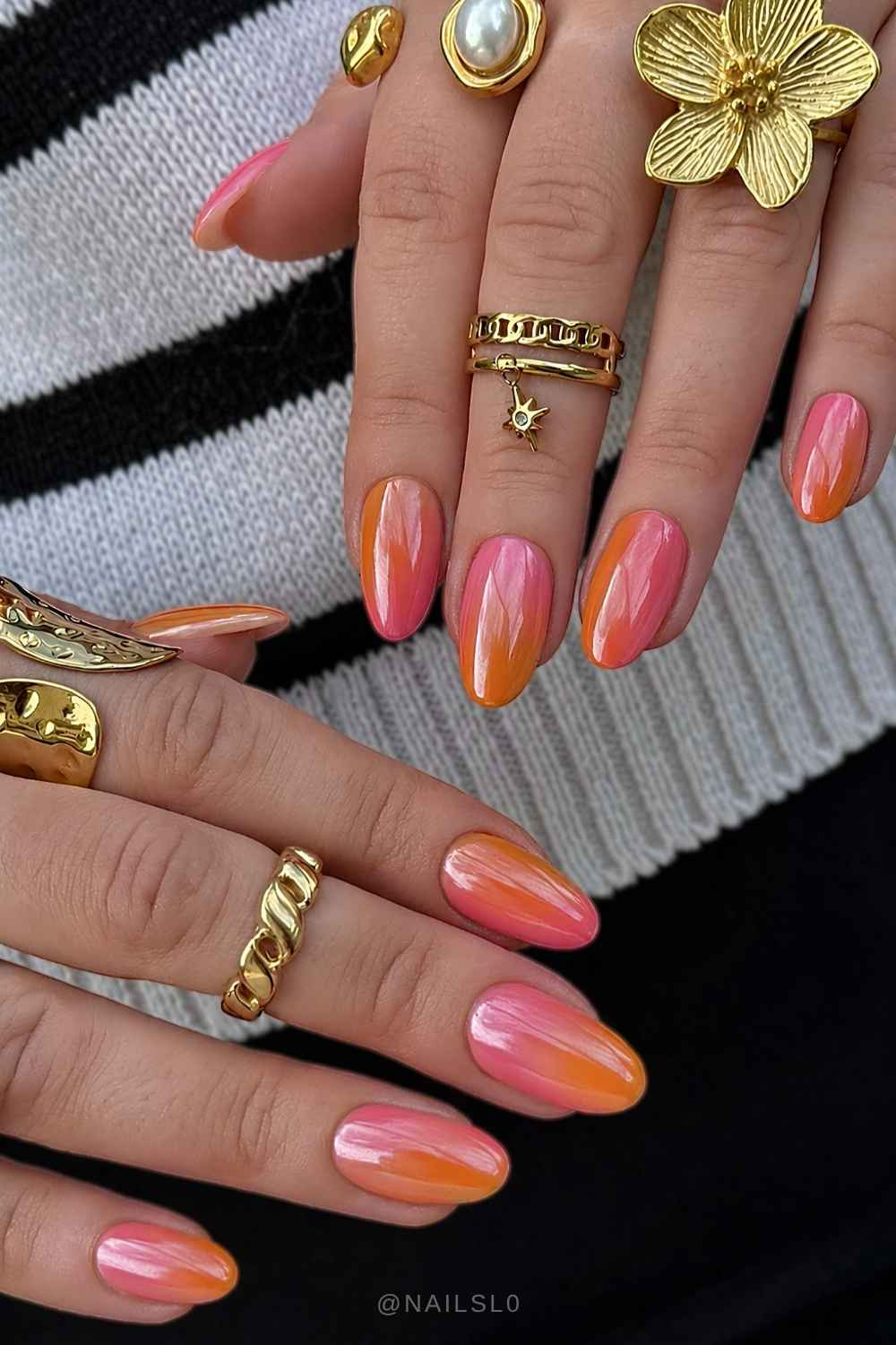 None Visual Idea None Visual Idea — Pink and Orange Sunset Nails 2027