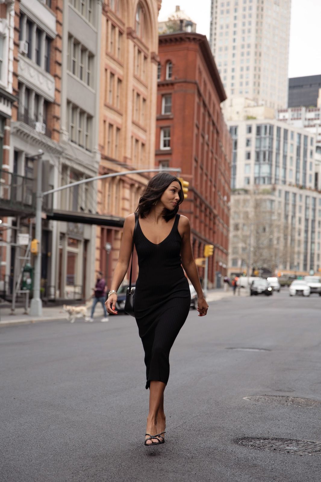 Fitted Black Ribbed Midi Dress with Strappy Heels Fitted Black Ribbed Midi Dress with Strappy Heels — Little Black Dress Outfits 2027