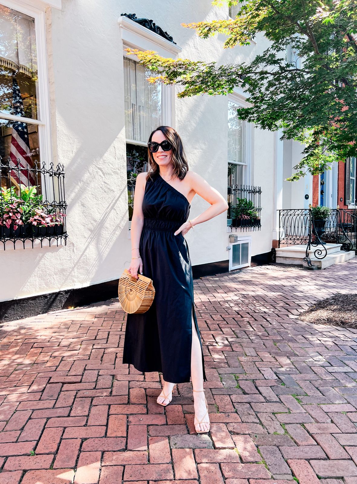 One-Shoulder Midi Dress Outfit Idea One-Shoulder Midi Dress Outfit Idea — Vacation Slides Outfits 2027