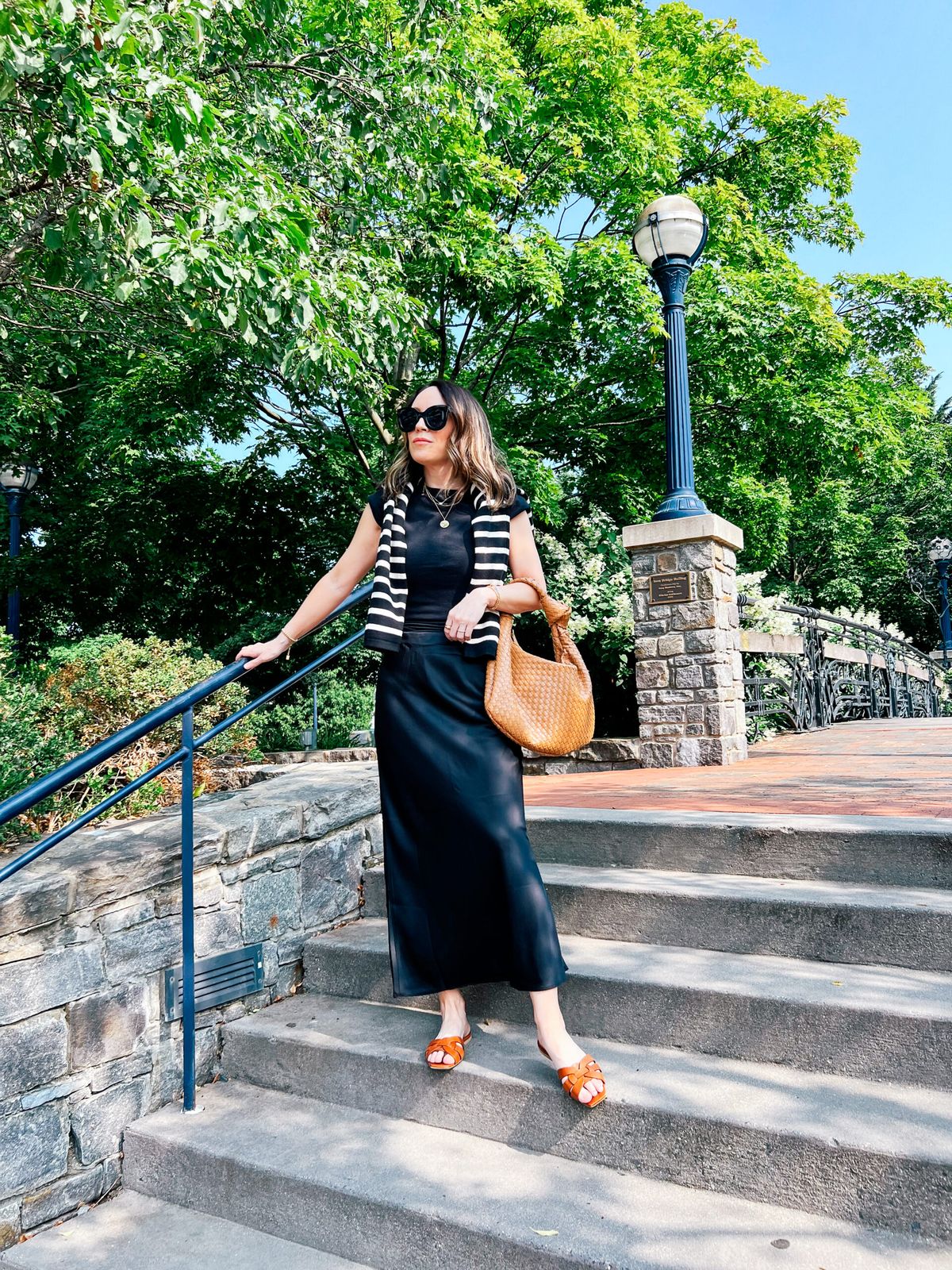 Satin Knit Outfit Idea Satin Knit Outfit Idea — Vacation Slides Outfits 2027
