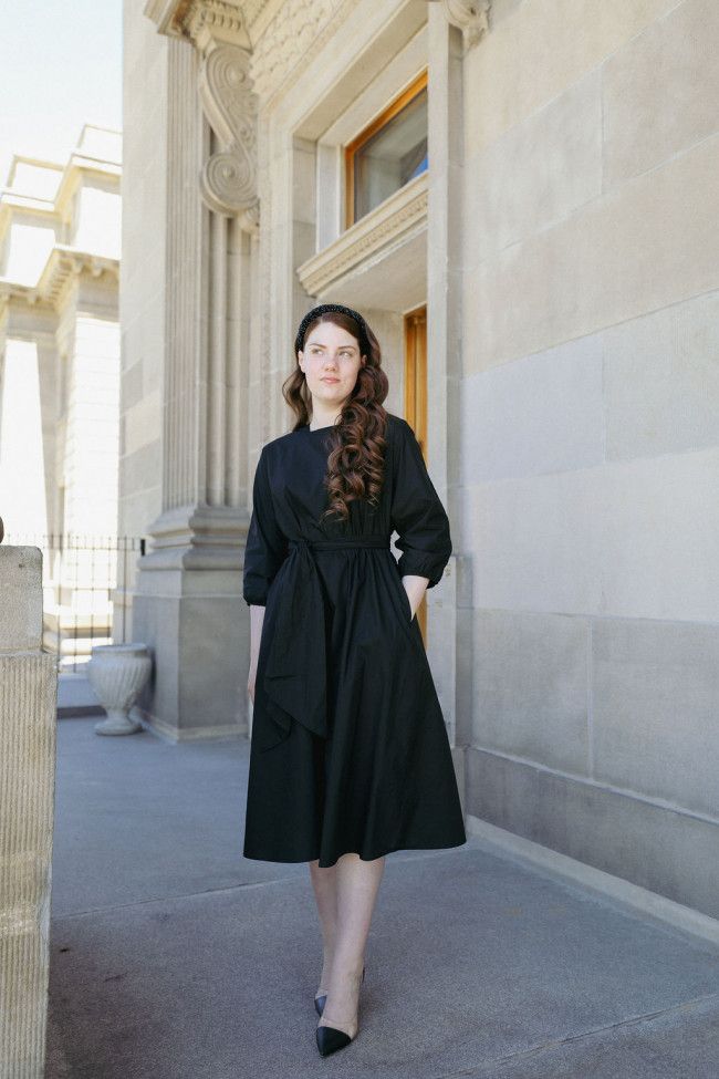 Black Midi Dress with Tie Waist and Headband Black Midi Dress with Tie Waist and Headband — Little Black Dress Outfits 2027