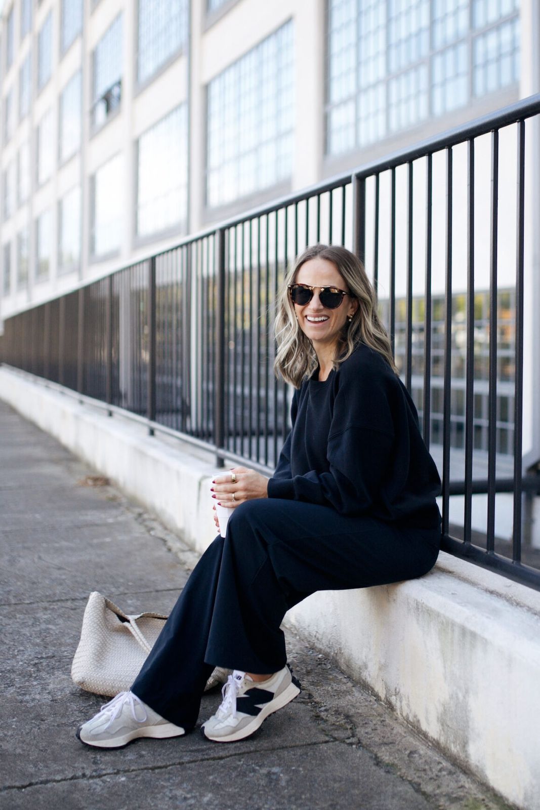 Relaxed Polish: Black Crewneck Sweatshirt and Wide-Leg Pants Relaxed Polish: Black Crewneck Sweatshirt and Wide-Leg Pants — Outfits 2027 for Athletic Build