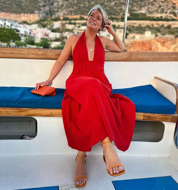 Vibrant Red Halter Neck Maxi Dress for a Striking Cruise Statement Vibrant Red Halter Neck Maxi Dress for a Striking Cruise Statement — Cruise Dinner Dress 2027