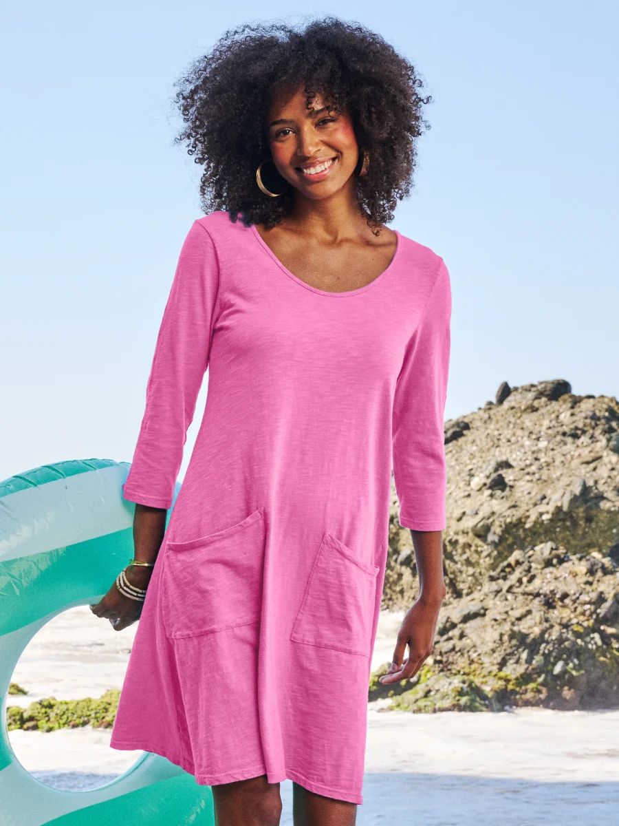 Bright Pink Cotton Dress for Beach Resort Wear Huntington Beach Outfits 2027