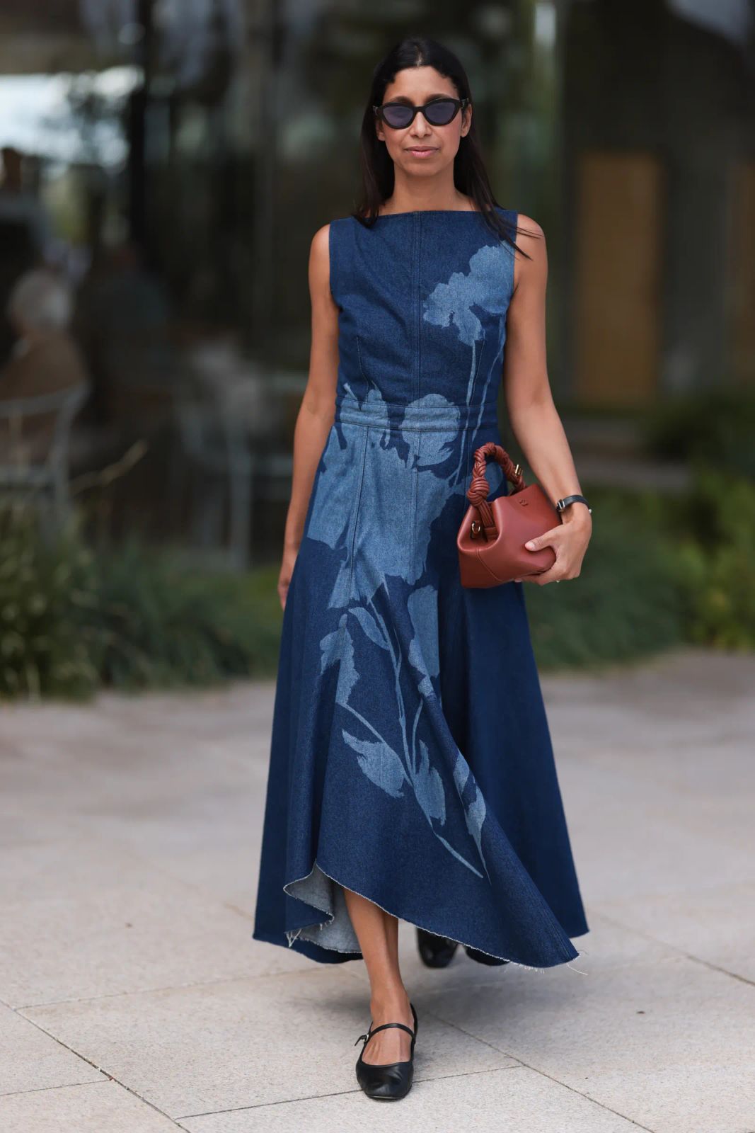 Floral Denim Midi Dress with Ballet Flats for a Casual Graduation — Graduation Speaker Outfits 2027