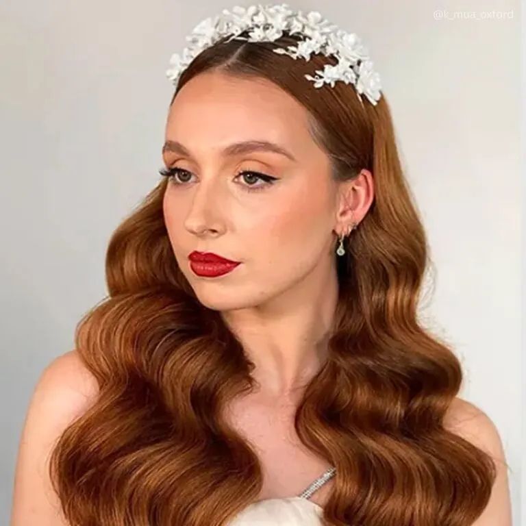 Vibrant Red Hollywood Waves Vibrant Red Hollywood Waves — Wedding Hairstyles 2027 with Weave