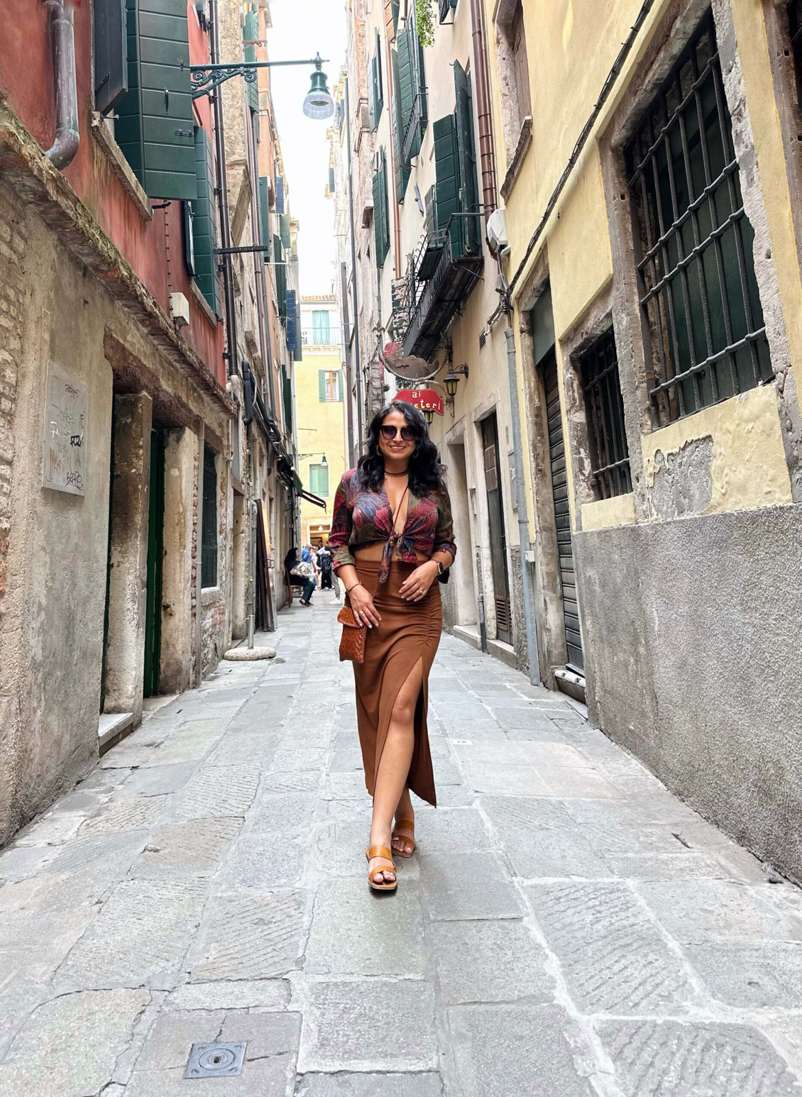 Brown Wrap Top and High-Slit Skirt for a Chic Evening Brown Wrap Top and High-Slit Skirt for a Chic Evening — Italian Restaurant Outfits 2027