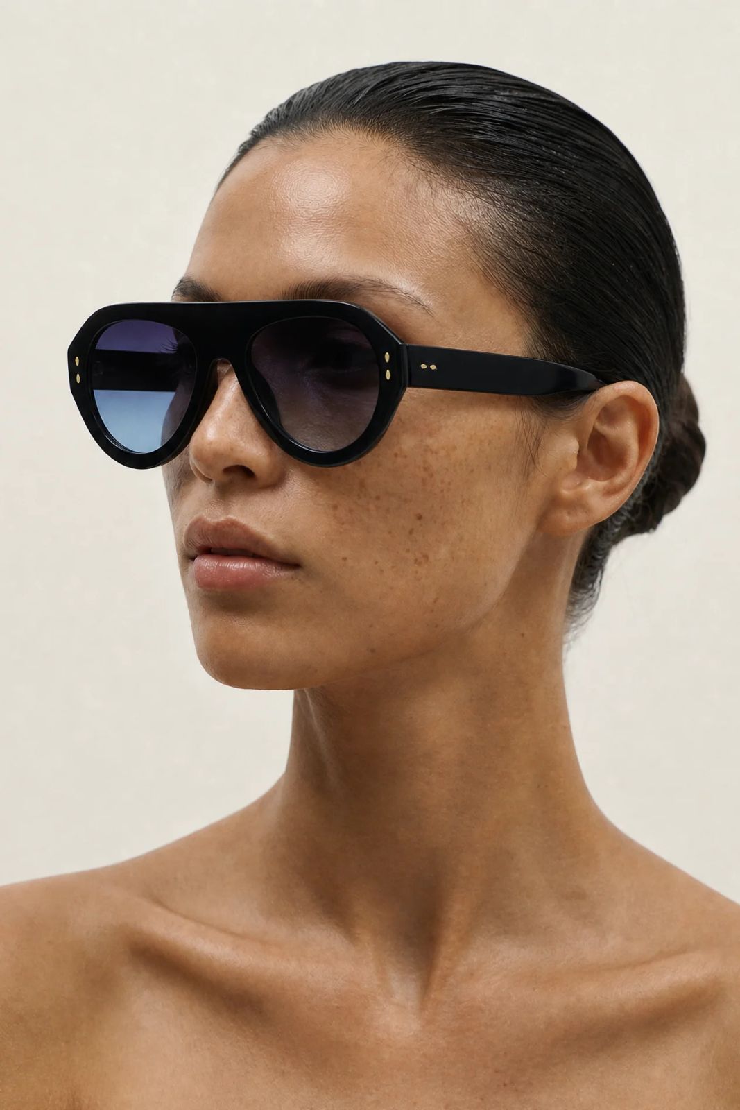 Black Aviators with Blue Gradient Lenses and Gold Details — Aviator Sunglasses for Women 2027
