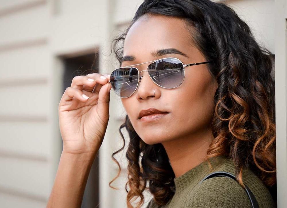 Silver Aviators with an Olive Green Sweater — Aviator Sunglasses for Women 2027