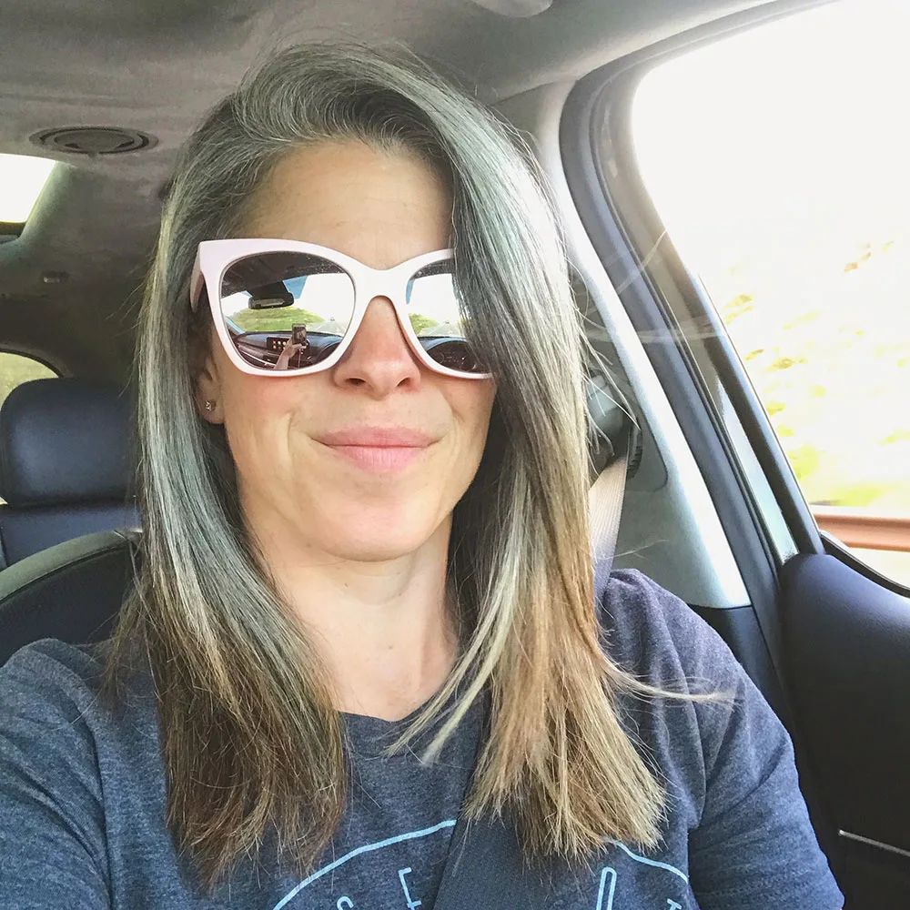 Mid-Back Air-Dried Waves With Gray Roots — Transitioning to Gray Hair 2027