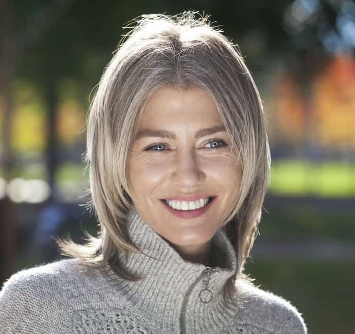 Gray With Subtle Lighter Strands Collarbone Lob With Soft Natural Layers — Transitioning to Gray Hair 2027