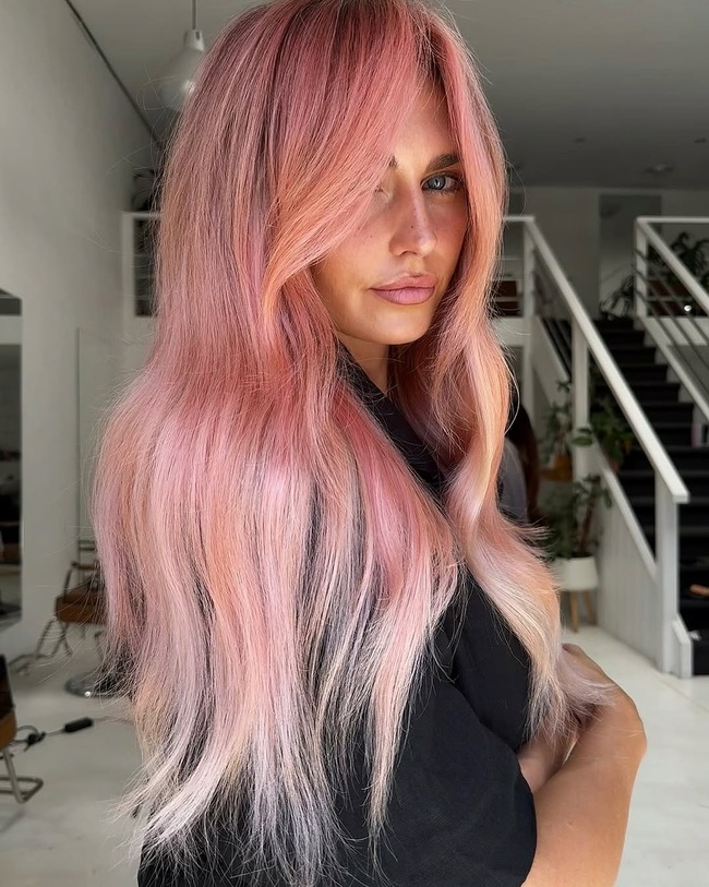 Long Layers Visual Idea Long Layers Visual Idea — Blonde 2027 with Pink Hair