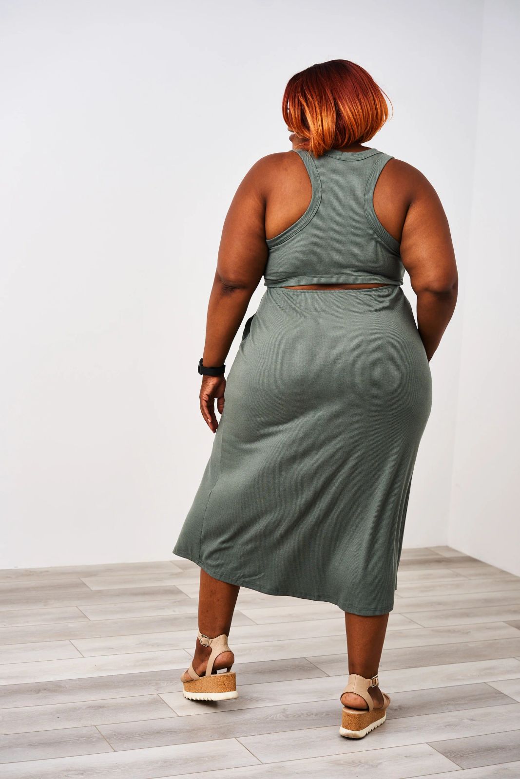 Sage Green Ribbed Knit Midi Dress with Racerback Sage Green Ribbed Knit Midi Dress with Racerback — Midi Dresses 2027 for Nursing Moms