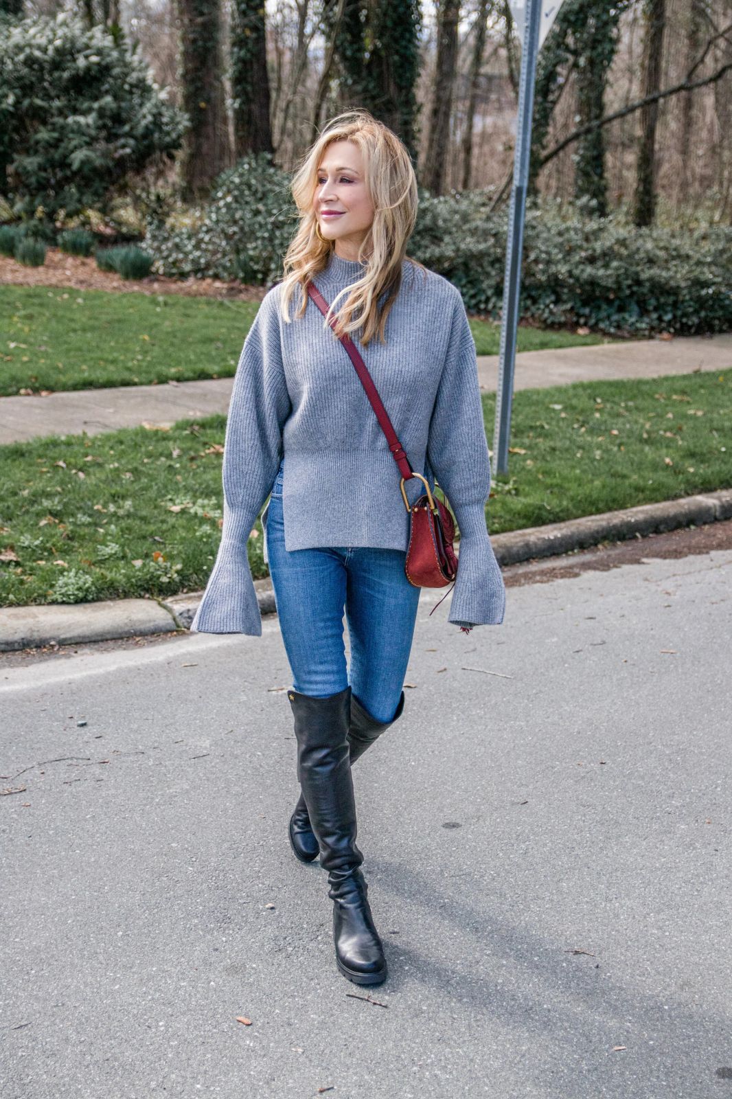 Bell Sleeve Sweater with Knee-High Boots for a Chic Silhouette Bell Sleeve Sweater with Knee-High Boots for a Chic Silhouette — Winter Outfits Warm Climate 2027