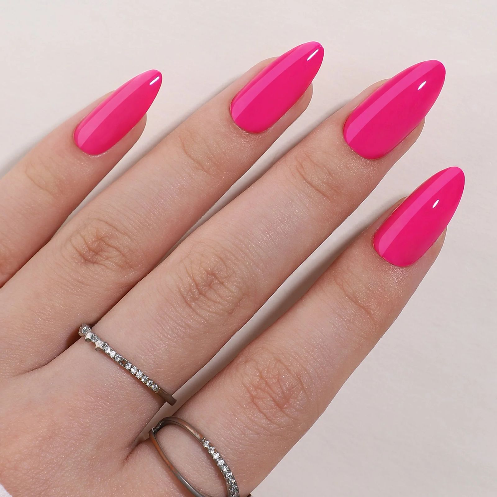 Bright Pink Opaque Visual Idea Bright Pink Opaque Visual Idea — Neon Stiletto Nails 2027