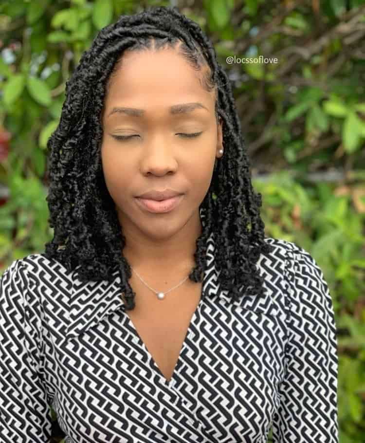 Collarbone Black Butterfly Locs Collarbone Black Butterfly Locs — Distressed Locs 2027