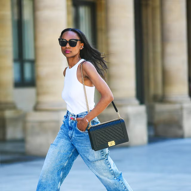 Chic City Stroll: White Ribbed Tank with Wide-Leg Jeans Chic City Stroll: White Ribbed Tank with Wide-Leg Jeans — Racerback Tank Top Outfits 2027