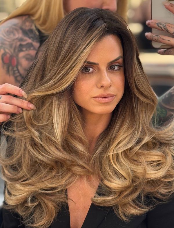 Golden Blonde Balayage On Medium Brown Hair Golden Blonde Balayage On Medium Brown Hair — Hair Color 2027 for Square Face