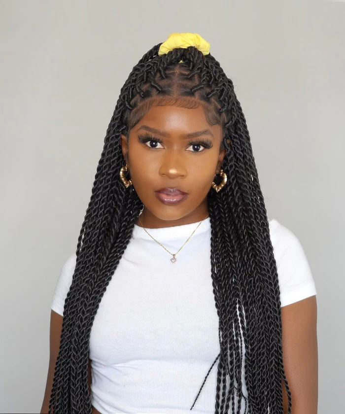 Twist Braids with Cornrow Accents — Winter Braid Colors 2027 for Black Women