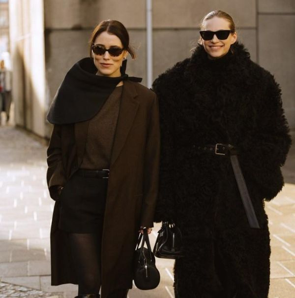 Oversized Brown Coat Over Knit Sweater and Shorts for Casual Street Style — Minimal Scandinavian Outfits 2027