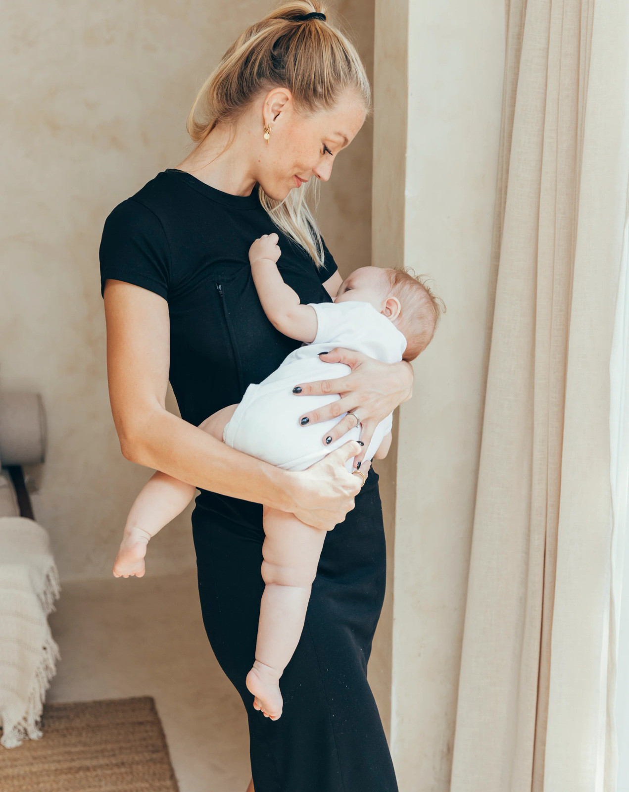 Black Knit Dress with Discreet Nursing Access Black Knit Dress with Discreet Nursing Access — Formal Dresses 2027 for Nursing Moms