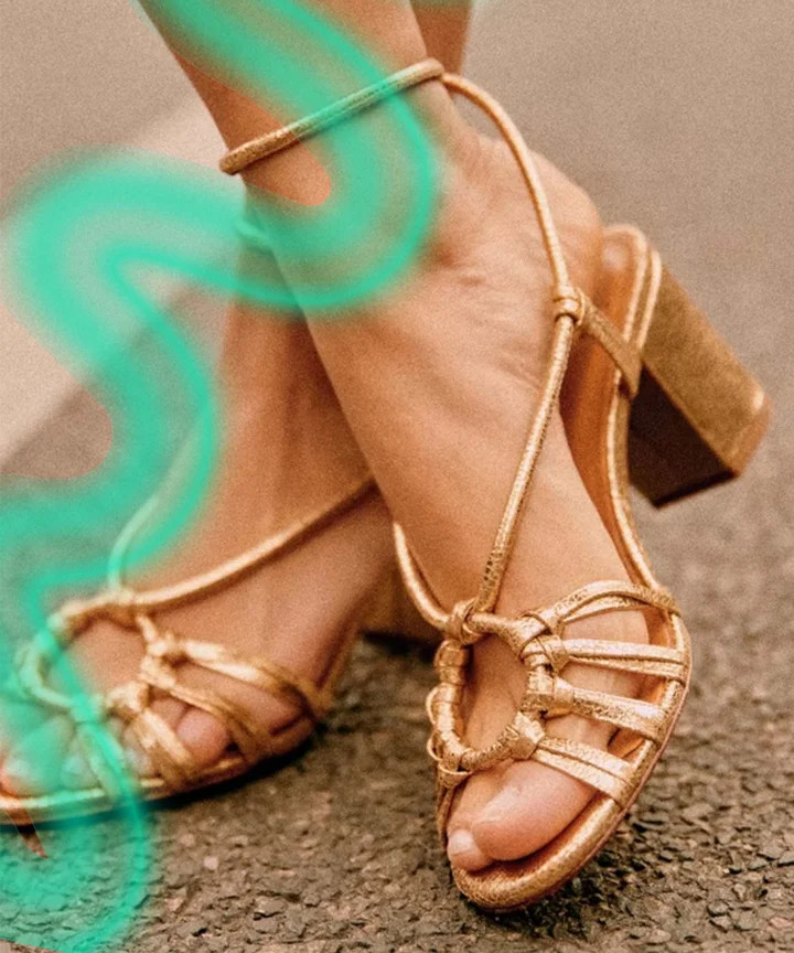 Gold Metallic Block Heels with Ankle Strap Gold Metallic Block Heels with Ankle Strap — Comfortable Heels 2027