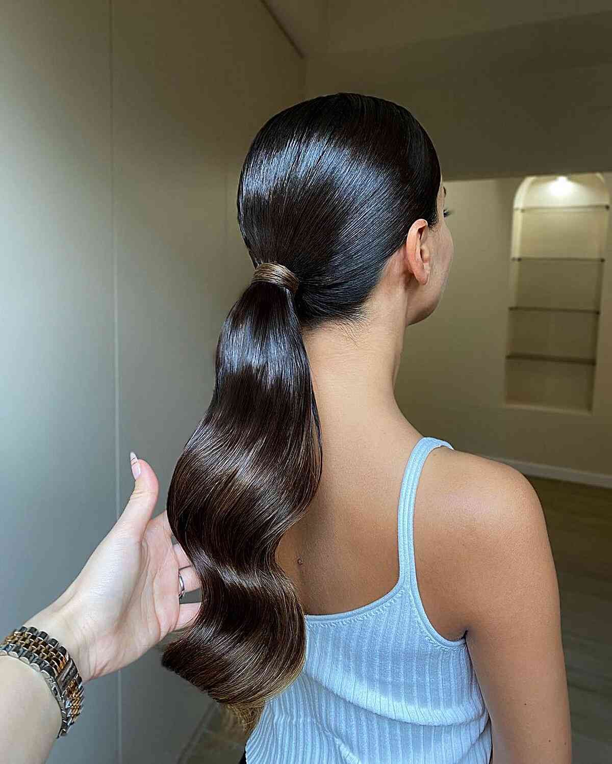 Dark Brown With Subtle Lighter Ends Visual Idea — Ponytail Hairstyles 2027 for Thin Hair