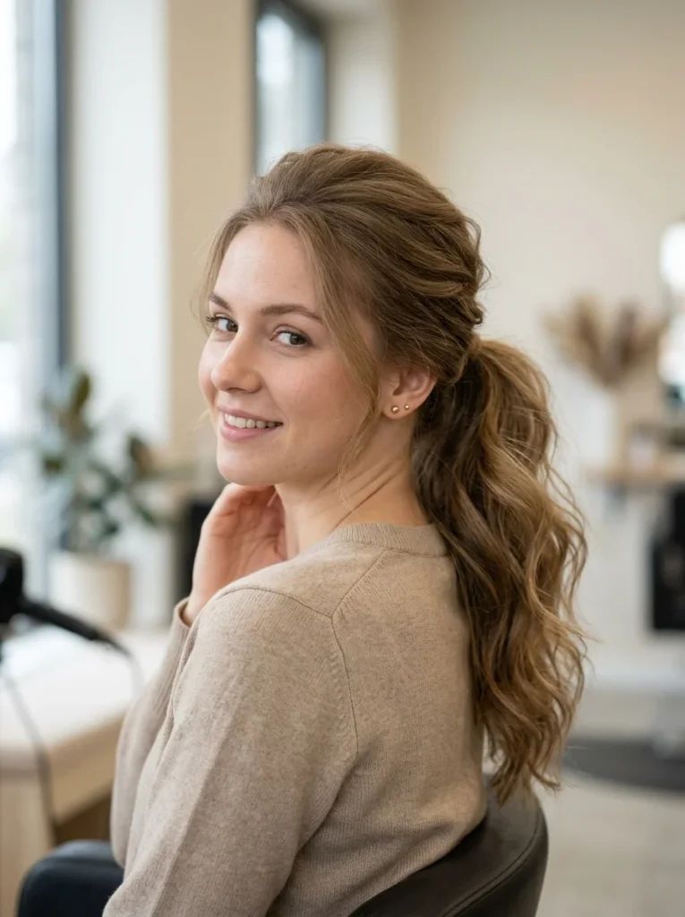 Visual Idea — A Low Ponytail With Soft Waves — Ponytail Hairstyles 2027 for Thin Hair