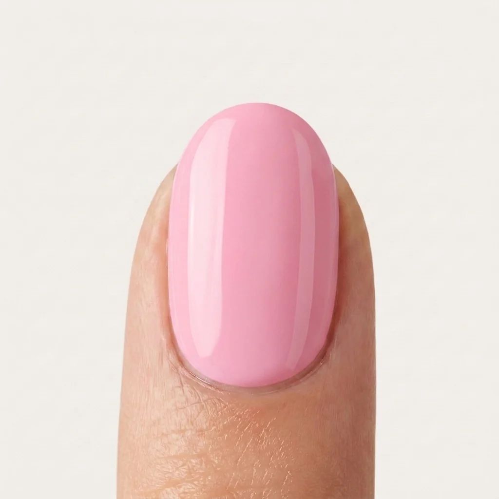 Visual Idea — A Single Short Oval Nail Displays A Soft Visual Idea — A Single Short Oval Nail Displays A Soft — Polygel Nails 2027